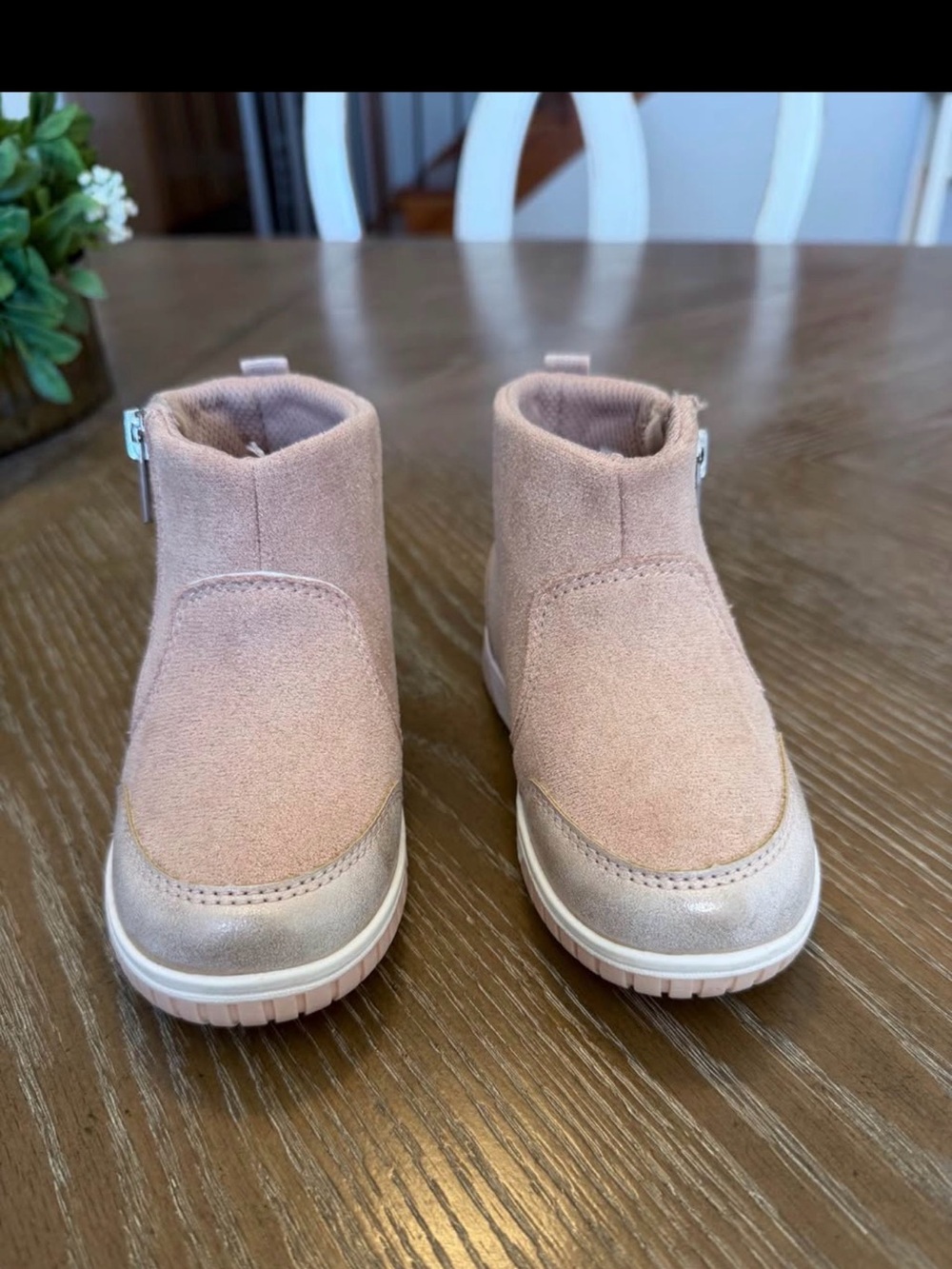 Stride Rite Girls Blush Pink Suede Zip Booties